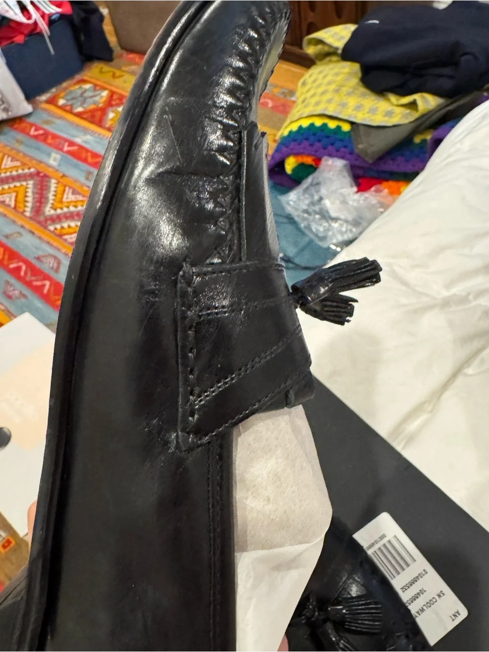 Johnston & Murphy classic Black Kiltie Tassel Loafers soft leather size 12M